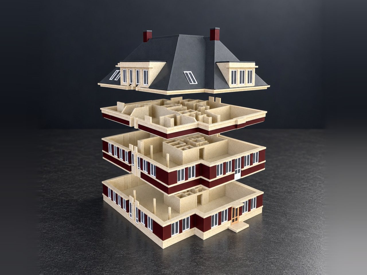 Kantoorvilla (AI-illustratie)